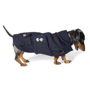 Navy Blue Dachshund Peacoat (Reversible)  Dog Coat - Like New Size Medium